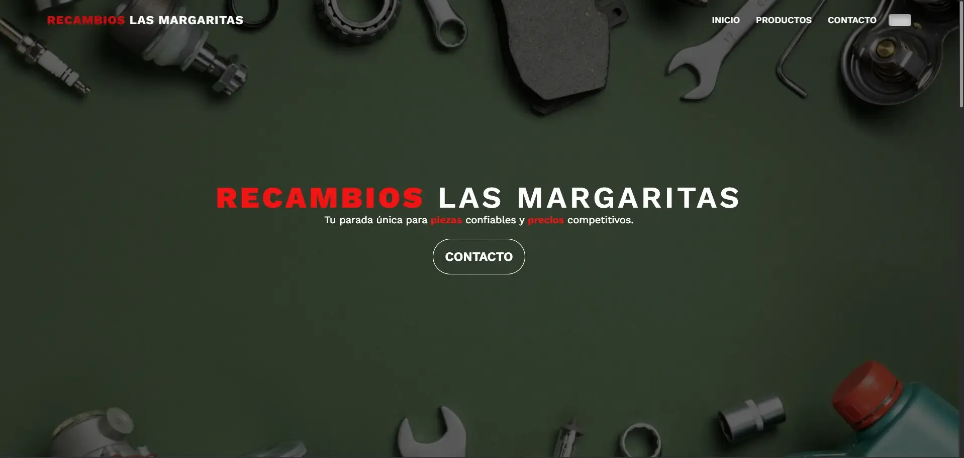 Captura del sitio web de Recambios Las Margaritas